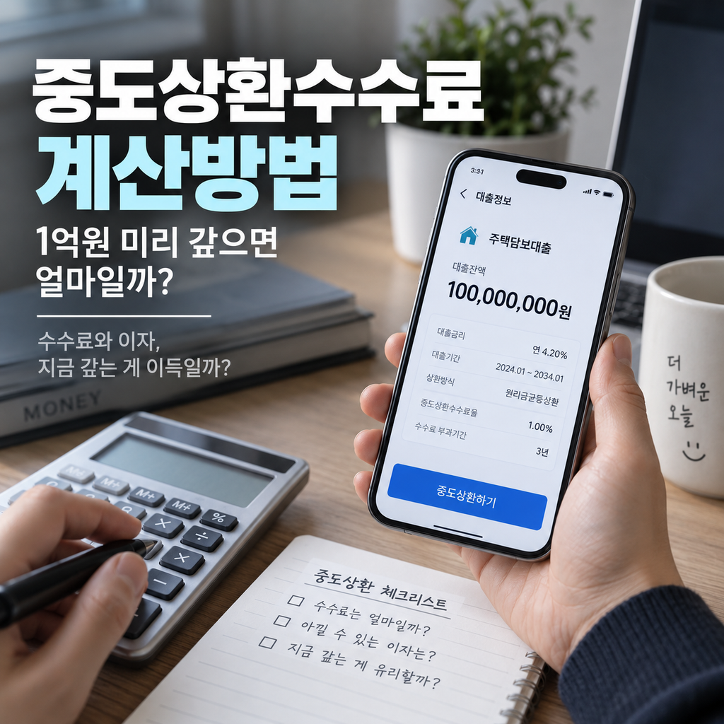중도상환수수료 계산방법 1억원 조기상환 수수료와 이자 비교